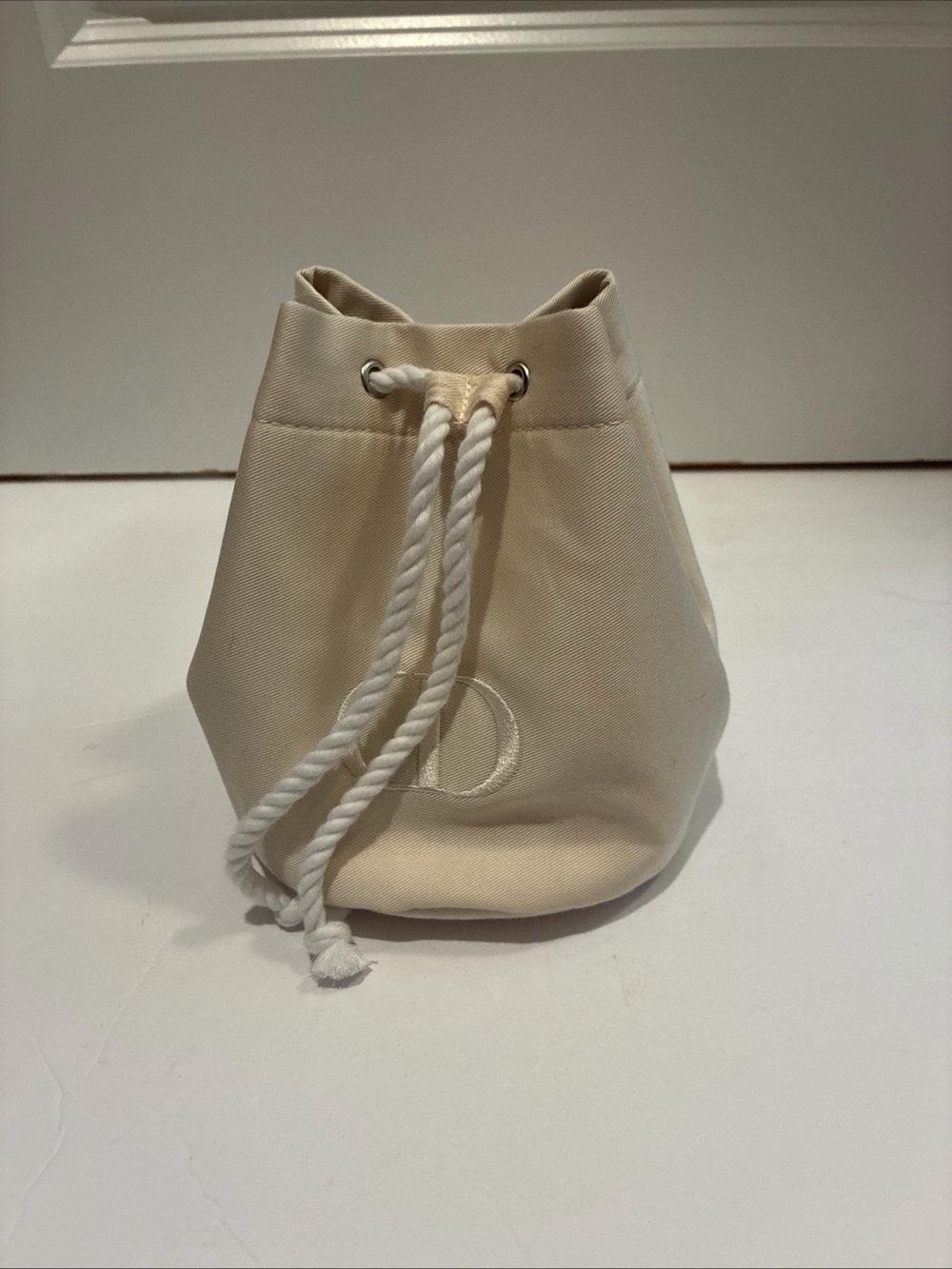 Dior Mini Drawstring Bucket Bag in Cream